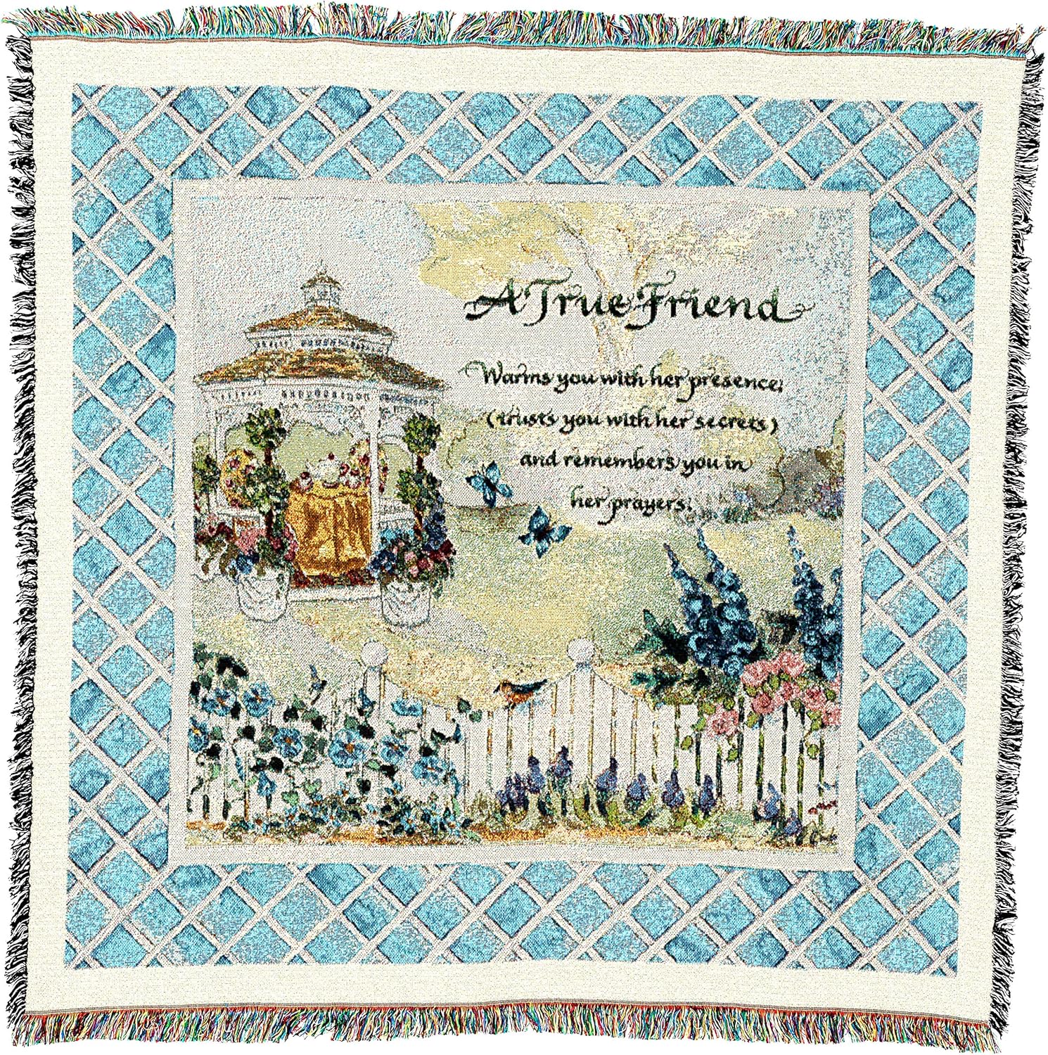 Pure Country Weavers True Friend Poem Blanket - Gift Lap Square Tapestry Throw Woven from Cotton - Made in The USA (54x54)