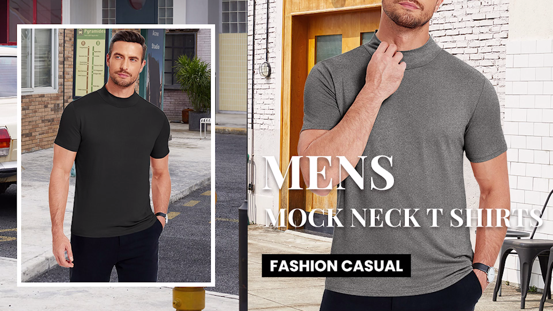 COOFANDY Men's Mock Turtleneck T-Shirts Short Sleeve Pullover