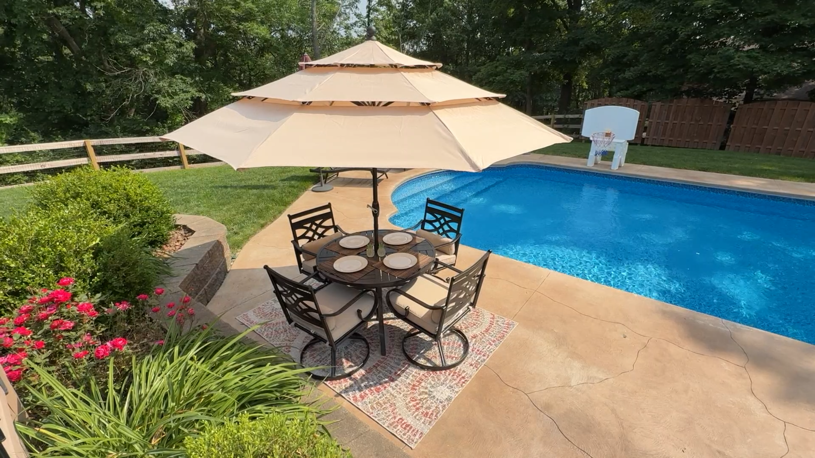 enesher swimming pool table set umbrella delightful patio home design Amazon.com: MFSTUDIO Patio Dining Sets for 4, Round Outdoor Dining Set with  Umbrella, Patio Furniture Set with Umbrella for Deck, Poolside, Backyard,  Garden (Umbrella Base Not Included) : Patio, Lawn & Garden