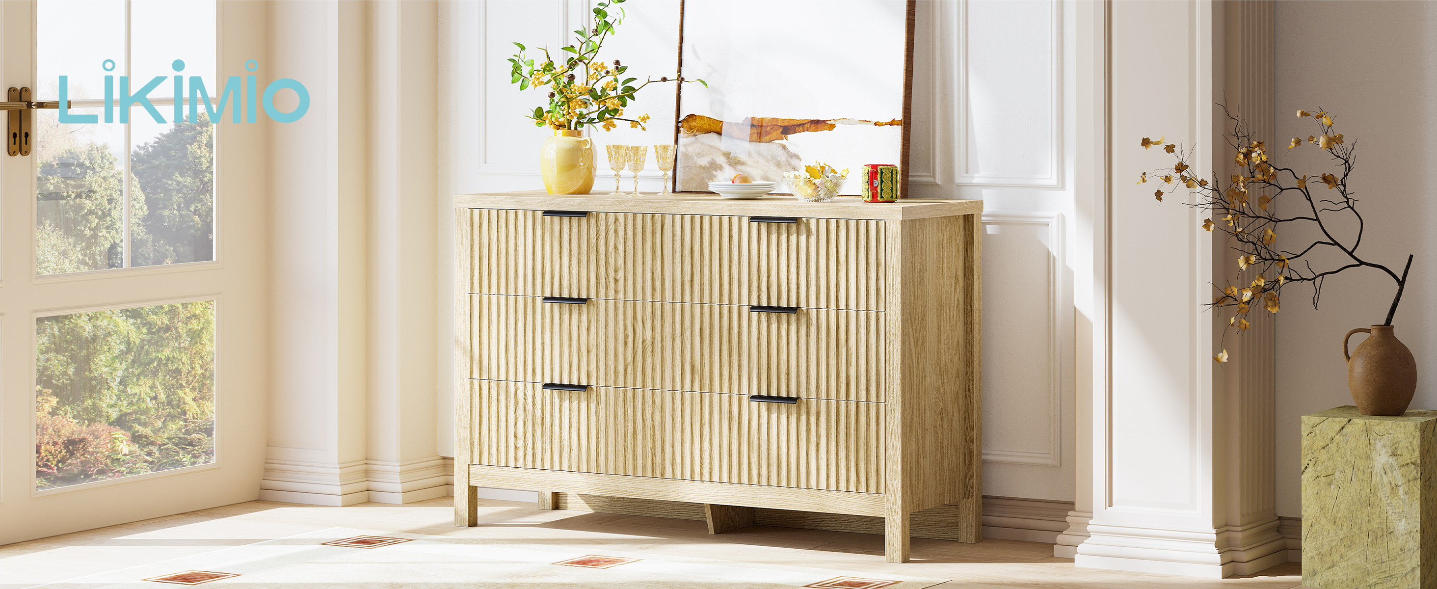 Amazon.com: LIKIMIO Fluted 6 Drawers Dresser for Bedroom, Natural