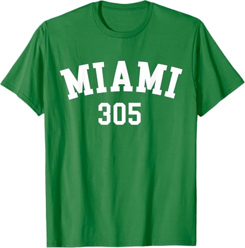 Miniatura 47 de Miami 305 USA American College Font T-Shirt Negro,Azul Marino,Azul Pastel,Arándano,Rojo,Plateado,Hierba,Verde Kelly,Marrón,Verde Oliva,Jaspeado