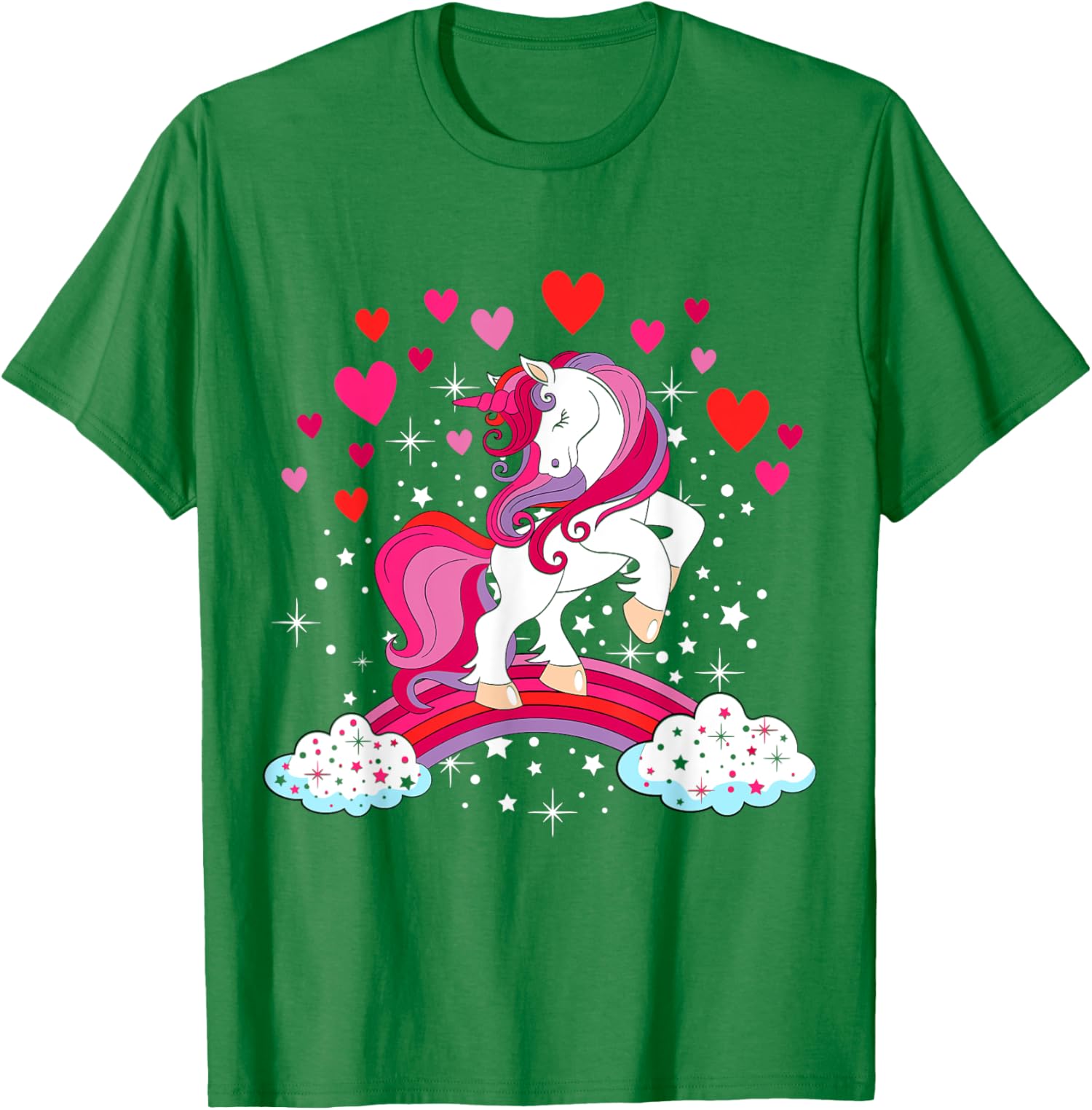 Unicorn Valentines Day Love Heart Rainbow Unisex T-Shirt - Picture 6 of 14
