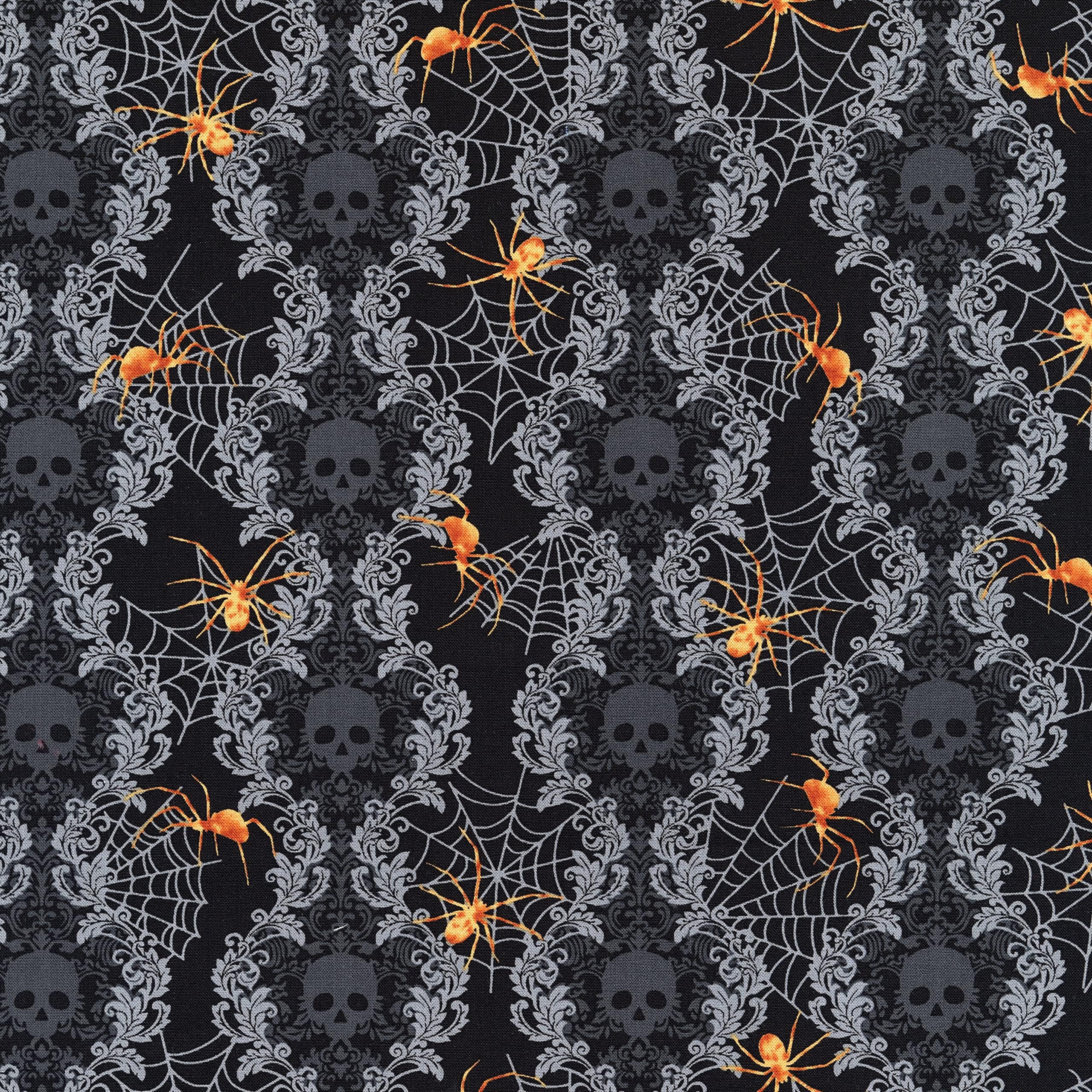 Studio E Spooky Night Spooky Damask Stripe Black, Fabric by the Yard