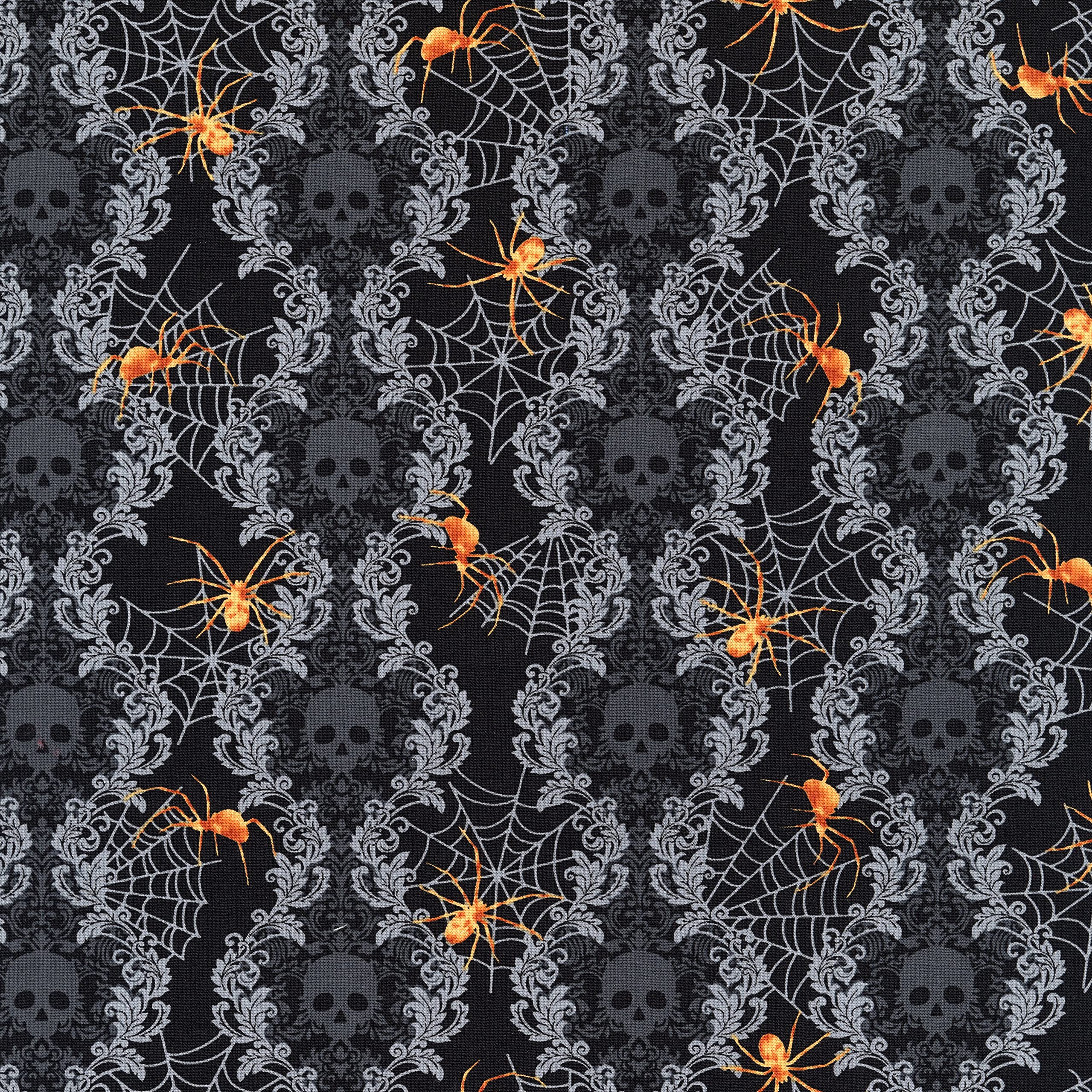 Studio E Spooky Night Spooky Damask Stripe Black, Fabric by the Yard