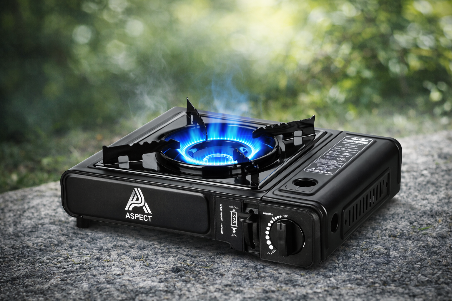 camping gas stove Aspect Portable With 4 Camp Kitchen Equipment Single Burner Maximum Energy Output 2.5 Kilowatts Outdoor/Indoor - Automatic Ignition & Heat Control Color Hexlox Insert:Black bikes and accessories Durable and Efficient Outdoor Progetto Pista Vintage: Aerolite