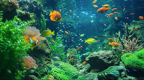 Aquarium Screensaver Ultra HD 4K: A Tranquil Underwater Experience with Realistic Marine Life, Ambie