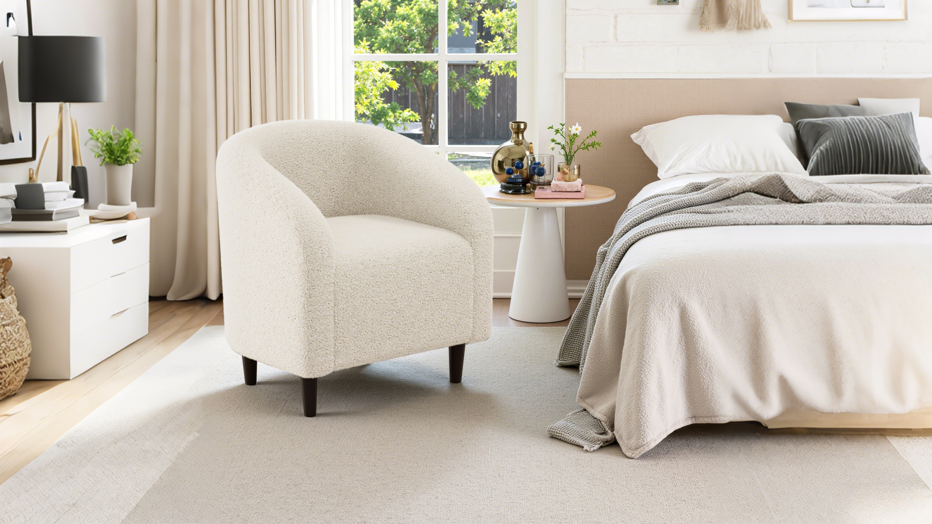 Sillón Barrel Plegable Teddy Beige miniatura 7