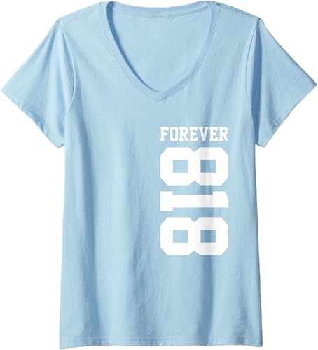 Miniatura 6 de Womens 818 Area Code Los Angeles California Glendale CA Burbank CA V-Neck T-Shirt Black,Navy Blue,Baby Blue,Red,Dark Green,Dark Heather Grey,Heather