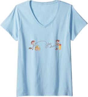 Womens Disney Pixar Toy Story Jessie Woody Cawboys Yee Haw Logo V-Neck T-Shirt