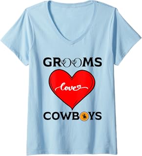 Womens Cawboy Love Matching Getting Ready Bride & Groom Wedding. V-Neck T-Shirt