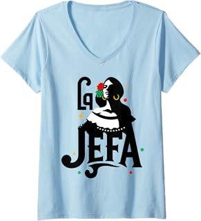 Mujer La Jefa The Boss Frase Divertida Mexicana Camiseta Cuello V