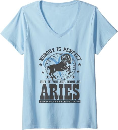 Womens Aries Zodiac Sign Funny Horoscope Astrology Fans V-Neck T-Shirt