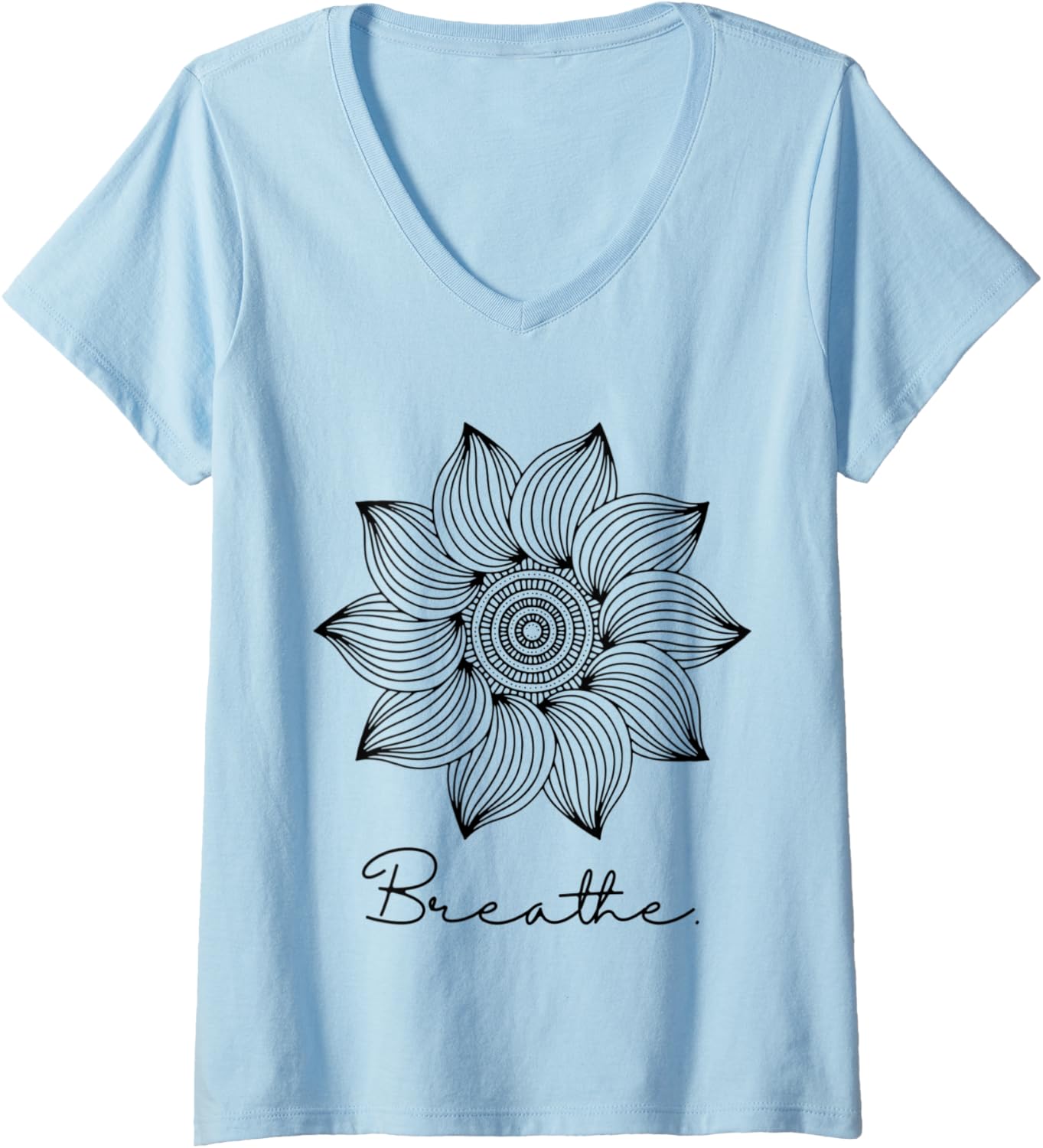 Womens Breathe Mandala Mindfulness Meditation Yoga Buddhist V-Neck T-Shirt Womens Breathe Mandala Mindfulness Meditation Yoga Buddhist V-Neck T-Shirt