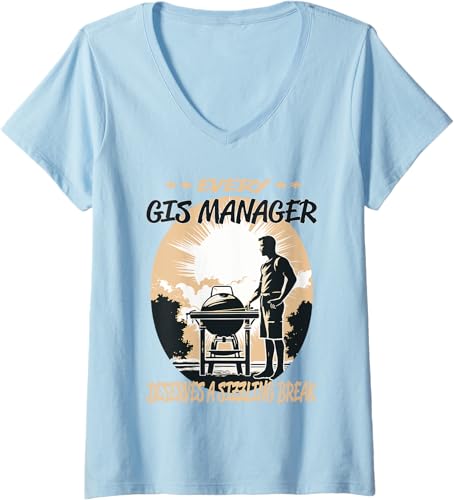 Miniatura 4 de GIS Manager Funny BBQ Chef or Grill Fun V-Neck T-Shirt