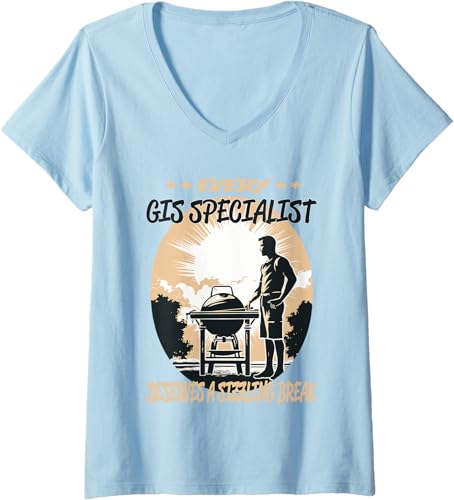 Miniatura 4 de GIS Specialist Funny BBQ Chef or Grill Fun V-Neck T-Shirt