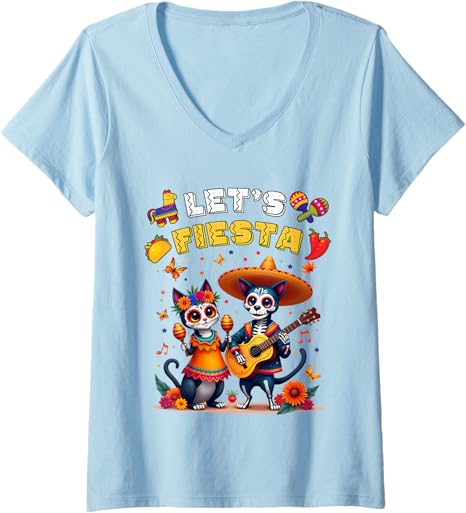 Cat & Dog Sugar Skull Let’s Fiesta day of dead tee