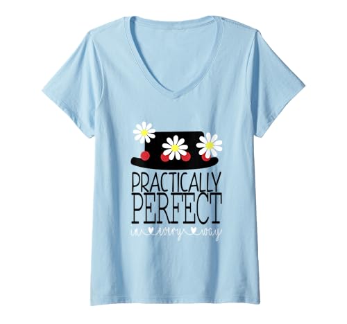 NAZENTI Womens Practically Perfect In Every Way V-Neck T-Shirt - ...