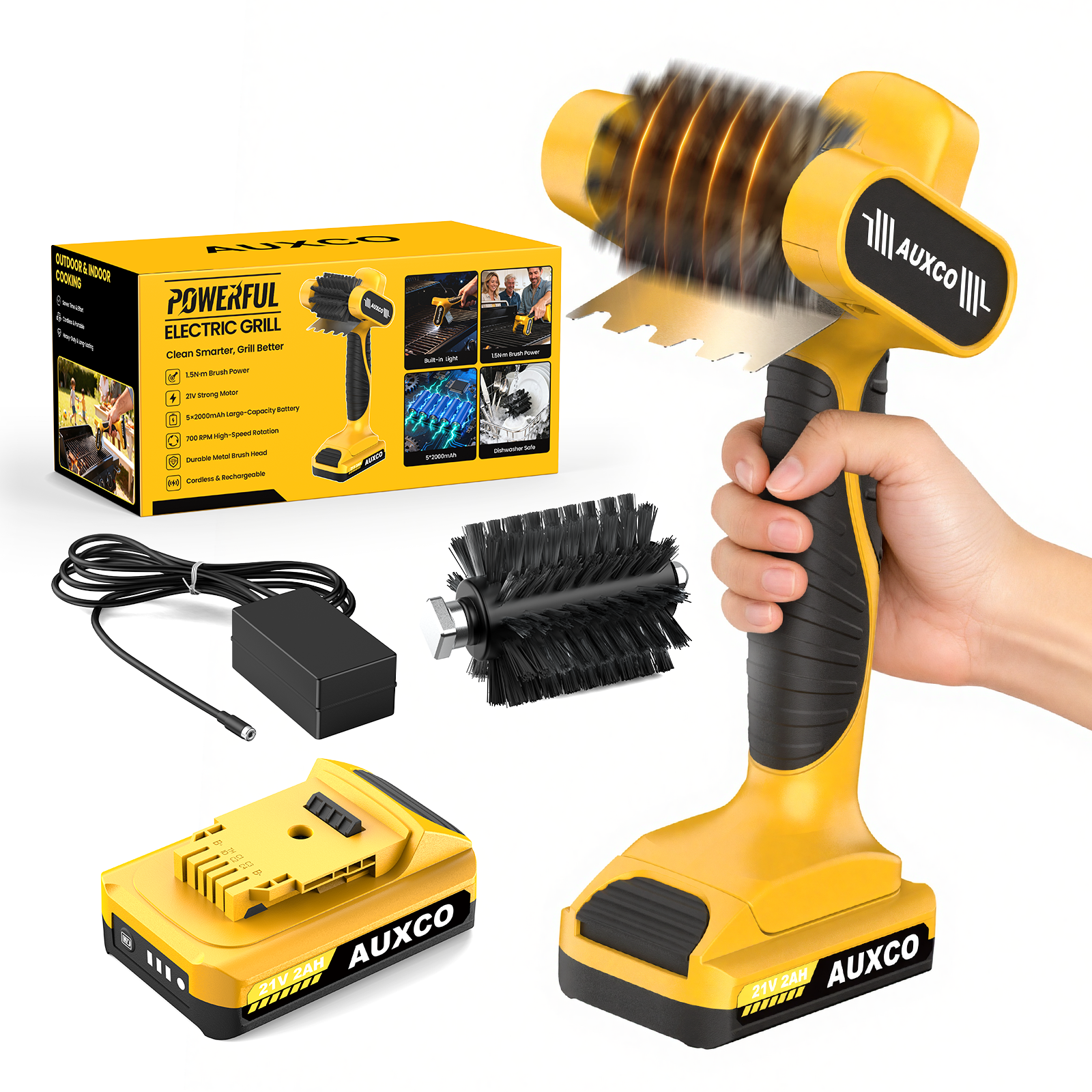 Amazon.com : AUXCO 21V Electric Grill Brush, 700RPM Cordless BBQ