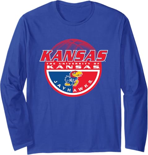Kansas Jayhawks Basketball Dunk Royal - Camiseta de manga larga con licencia oficial