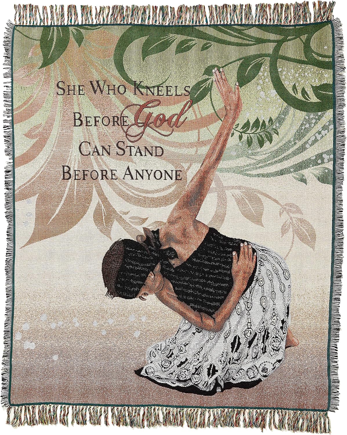 African American Expressions - for Mom, Blessed Magnolia Tapestry Throw (100% Cotton, 4' x 5') TH-35
