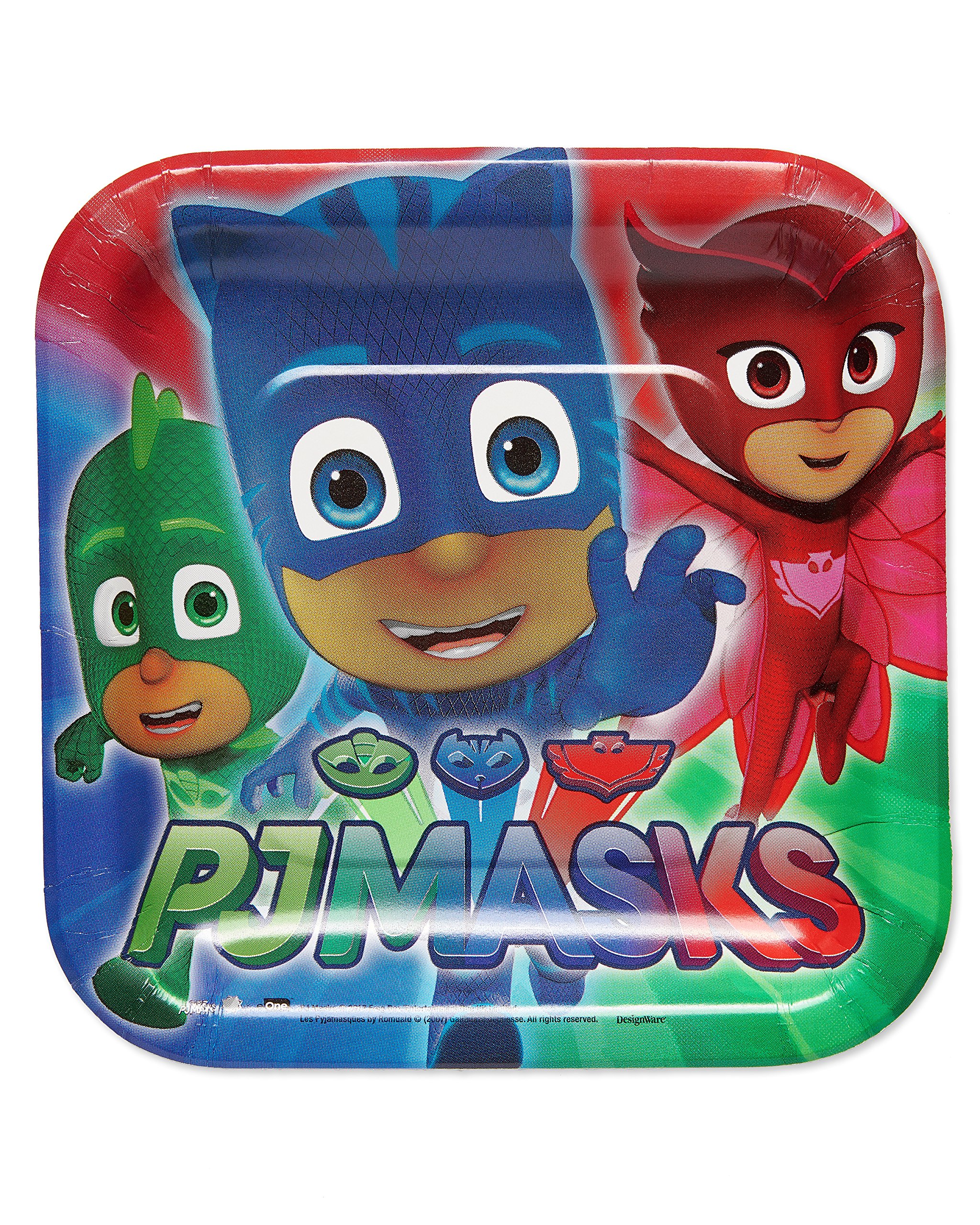 PJ Masks Square Plates, 7" (8-Pack) - Vibrant All-Character Design Party Plates, Perfect for Themed Parties and Celebrations