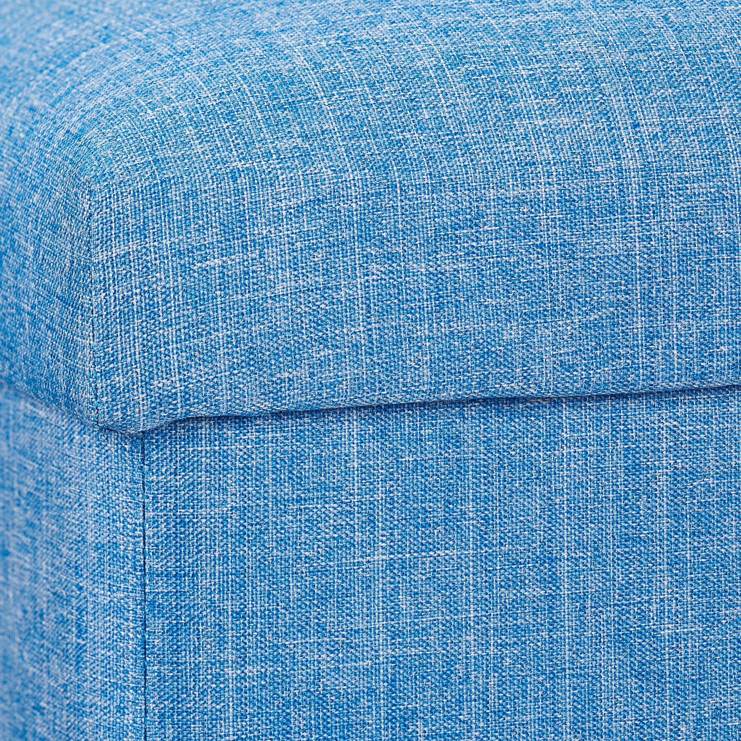 Relaxdays Banc de Rangement, rembourré, Pieds Bois, Banquette, Coffre avec revêtement Tissu HxLxP:39 x77x 39cm,Bleu