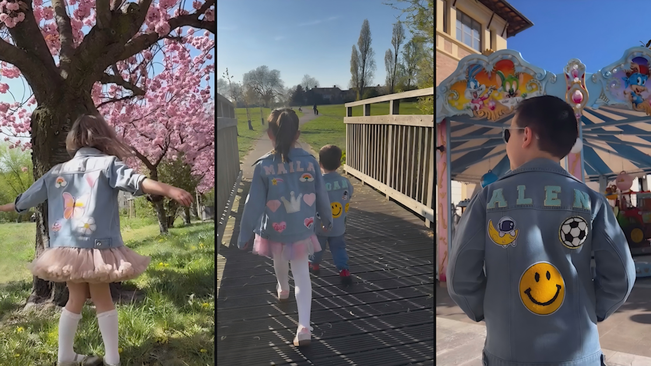 Veste En Jean Personnalisée Pour Enfant - Avec Nom Et Patchs Au Choix, Tailles 1 à 8 Ans, Cadeau Unique