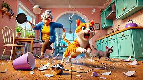 gato brincalhão: jogo de irritar a vovó