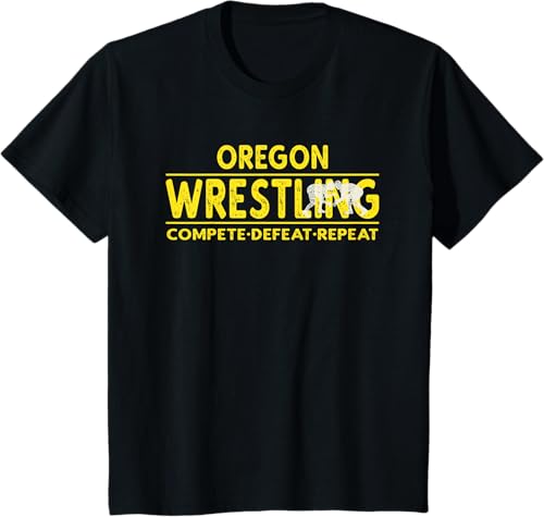 Miniatura 16 de Oregon Wrestling - Compete, Defeat, Repeat T-Shirt Negro,Azul Marino,Asfalto,Blanco,Azul Pastel,Arándano,Rojo,Verde Bosque,Verde Kelly,Verde
