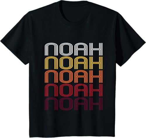 Miniatura 12 de Noah Retro Wordmark Pattern - Vintage Style T-shirt T-Shirt Black,Sapphire Blue,Pink Heather,Olive Heather,Purple Heather,Red Heather,Burgundy,Brown