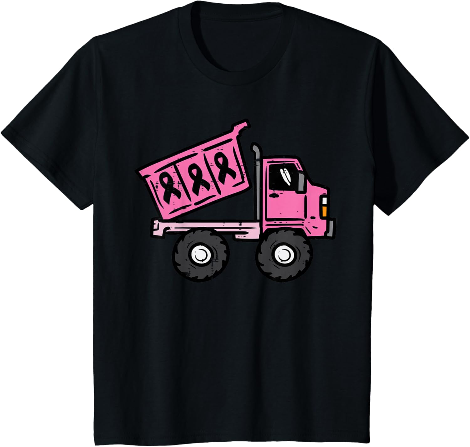 Kids Breast Cancer Ribbon Dump Truck Awareness Boys Kids Toddler T-Shirt (PINK) medium