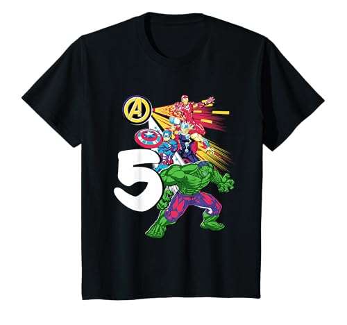 Marvel Super Heroes Avengers 5 Year Old Fifth Birthday T-Shirt