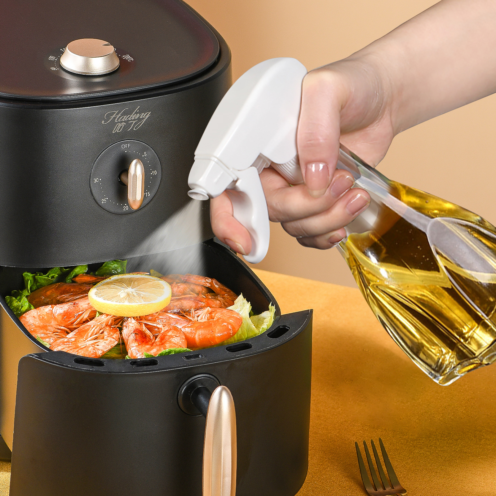 Pulvérisateur D’huile De Cuisine 2 En 1 – Bouteille En Verre 600 Ml – Vaporisateur Et Verseur – Pour Cuisson, Salade