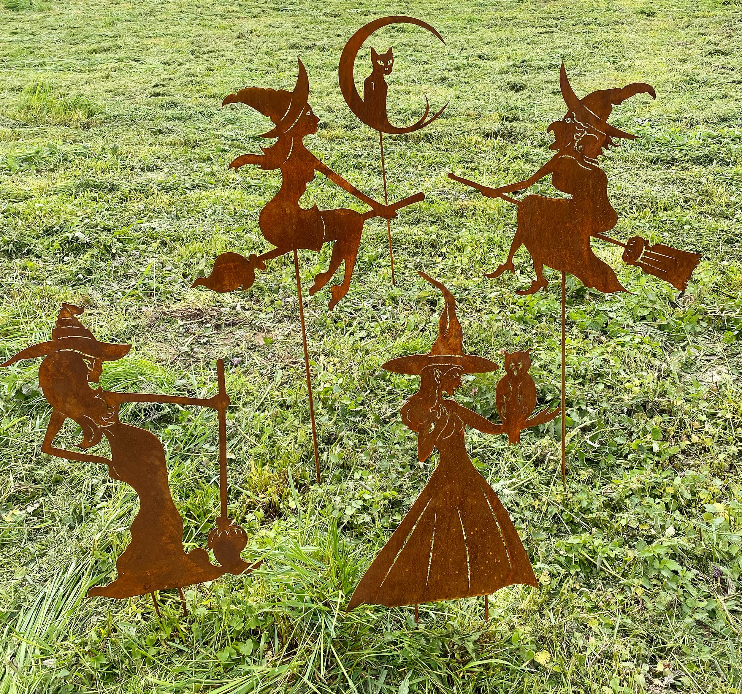 Figurine Sorcière Halloween En Résine | Déco Gothique 15 Cm | Chevauchant Un Balai Pour Cheminée, Étagère