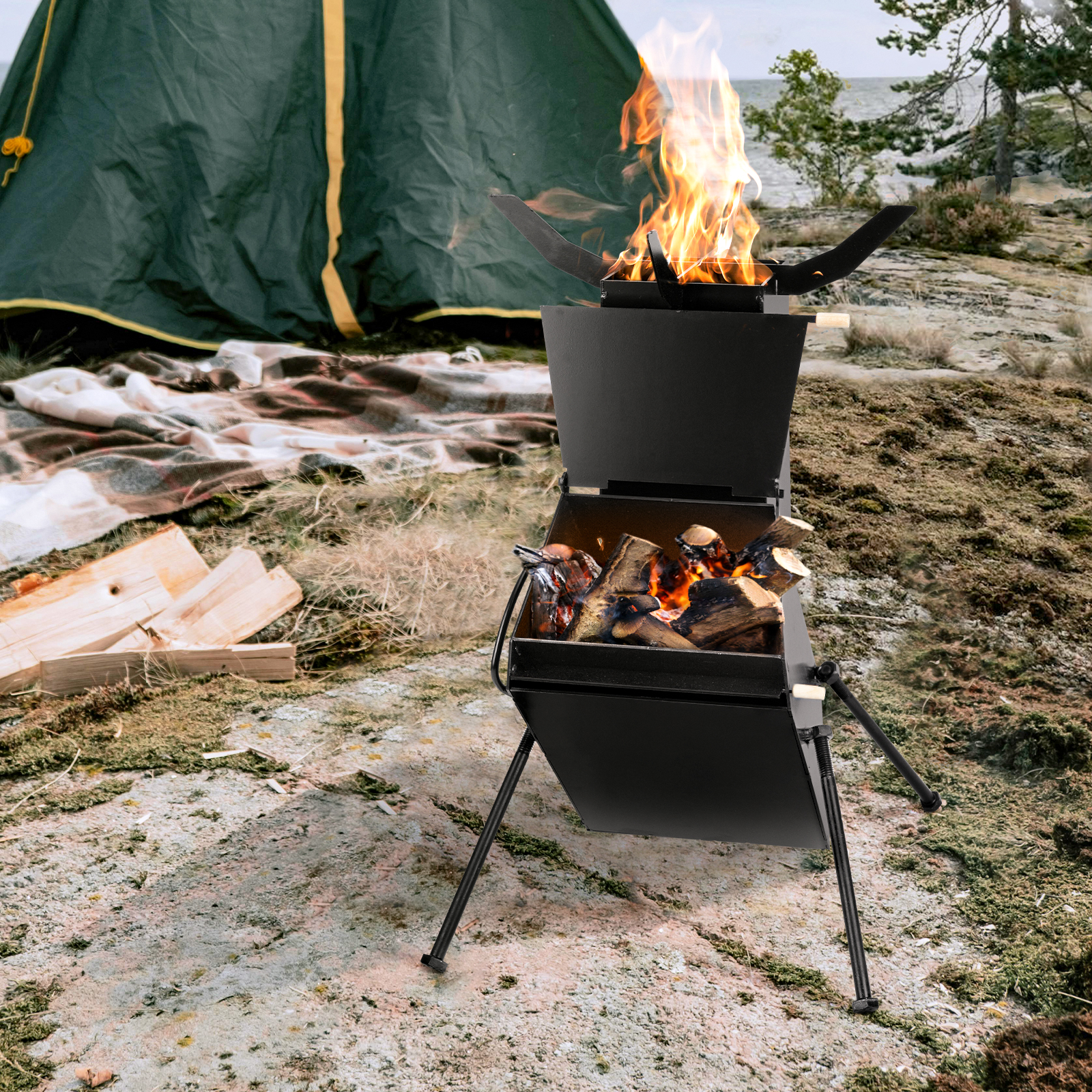 Amazon.com: mopam Rocket Stove with Handle Portable Wood Burning