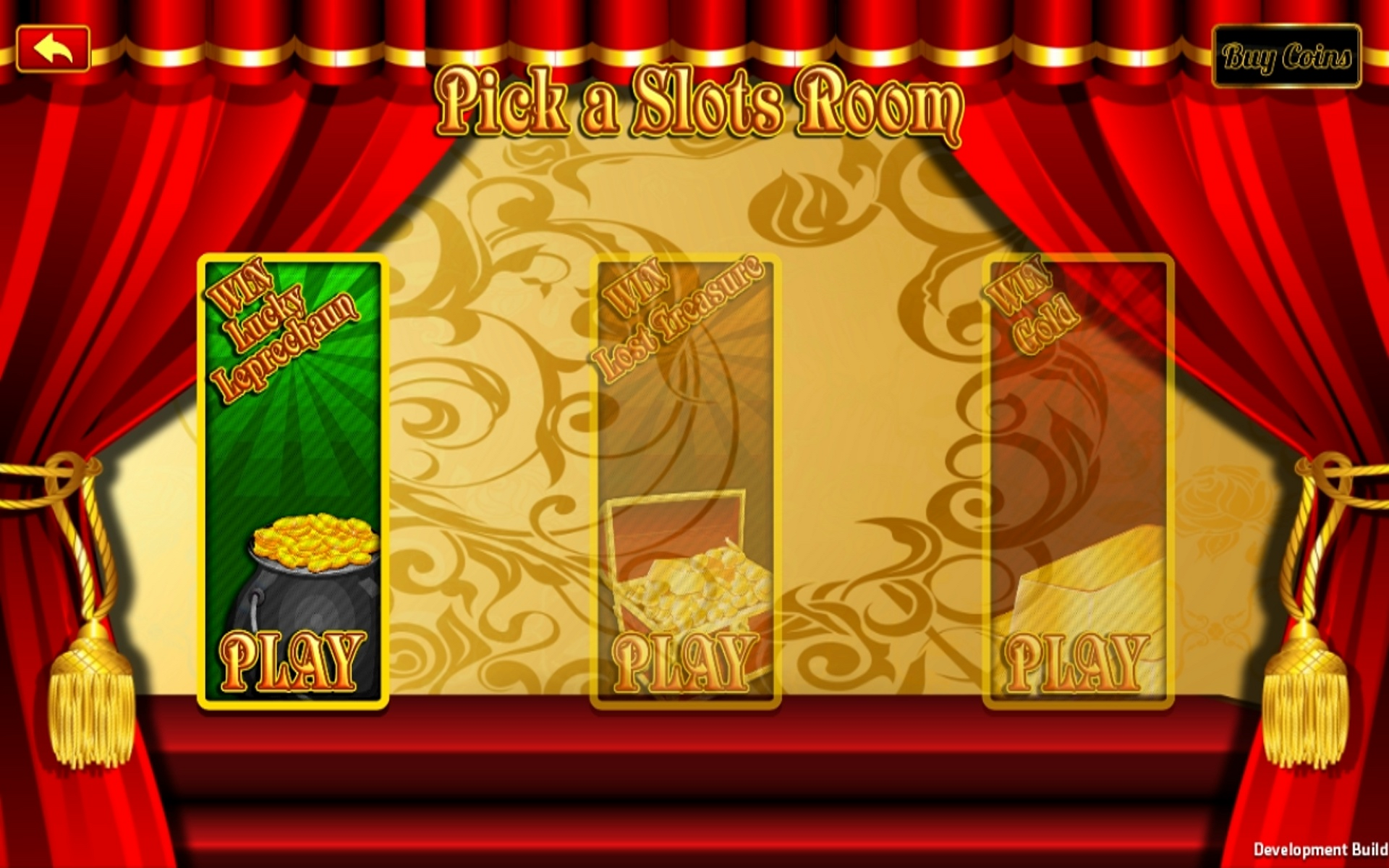 Interface technique du jeu Lucky Treasure montrant les rouleaux, les lignes de paiement et les paramètres de pari.