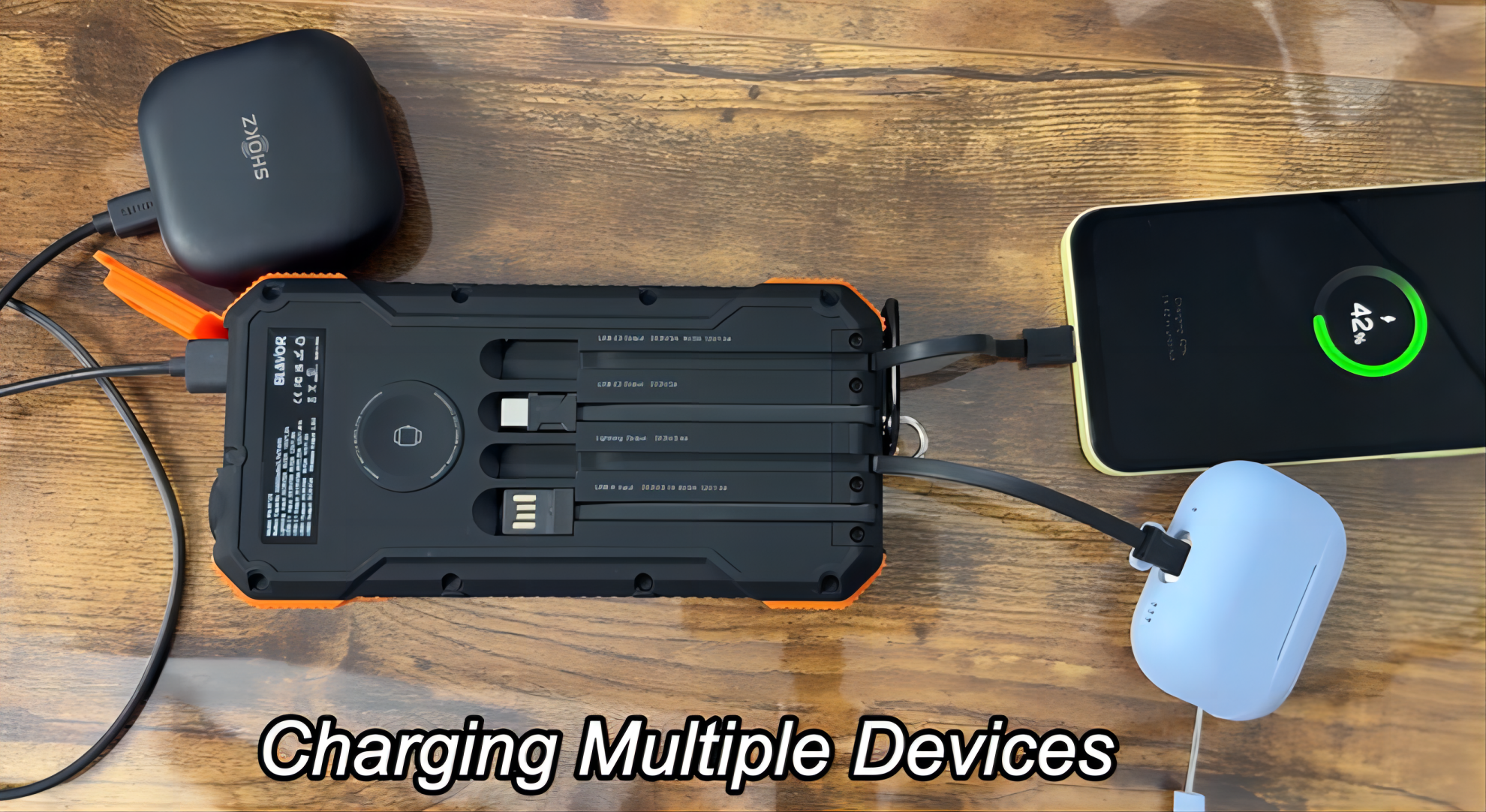 BLAVOR Solar Power Bank 20000mAh Portable Charger Built in 4