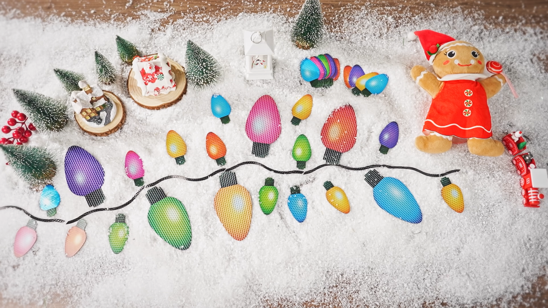 48-Piece Christmas Car Magnet Decor Set – Reflective Bulb Lights & Magnetic Wires For Holiday Fun - View #4