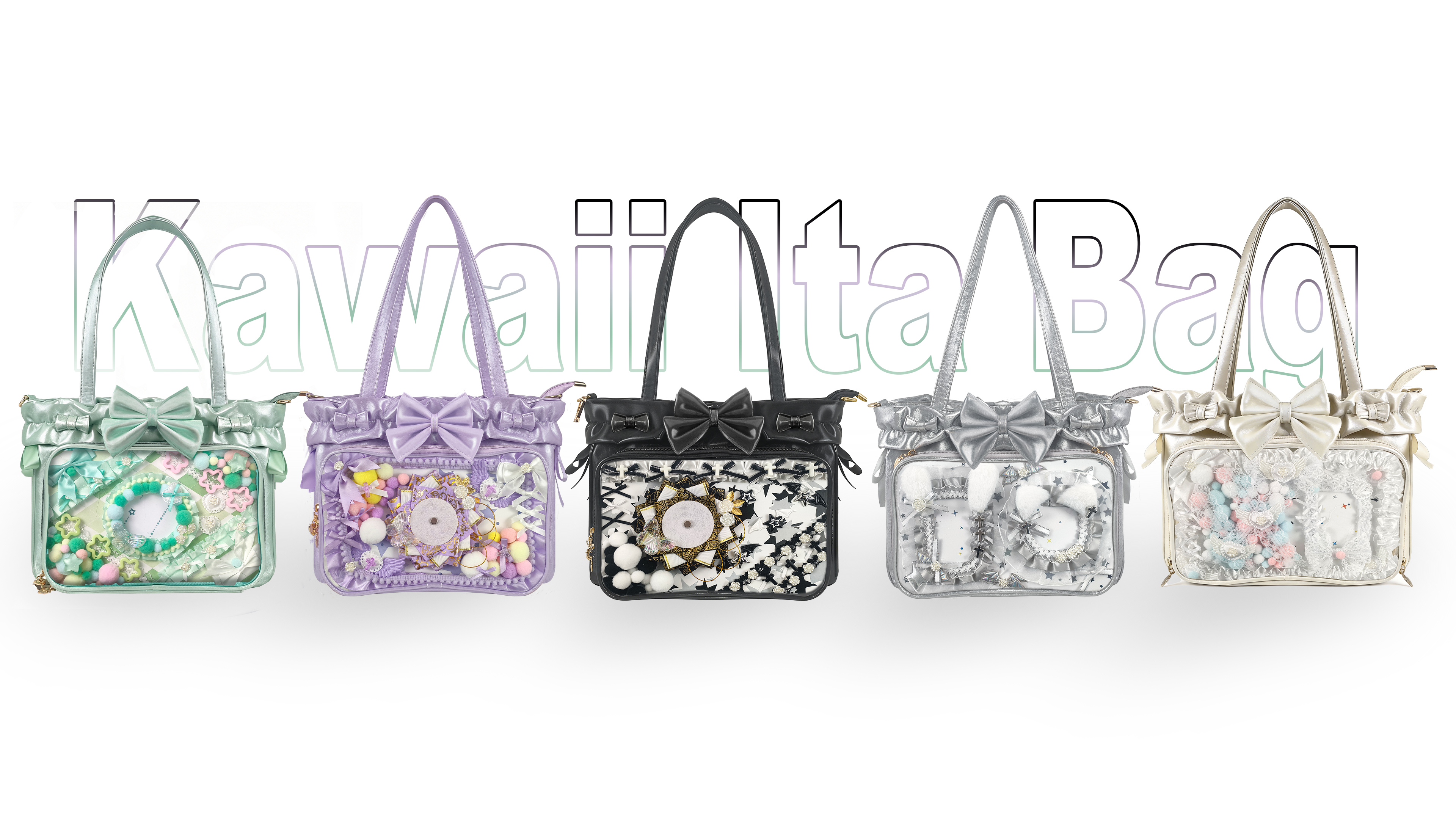 Bolso Tote Ita Kawaii con accesorios, PU, Morado miniatura 7