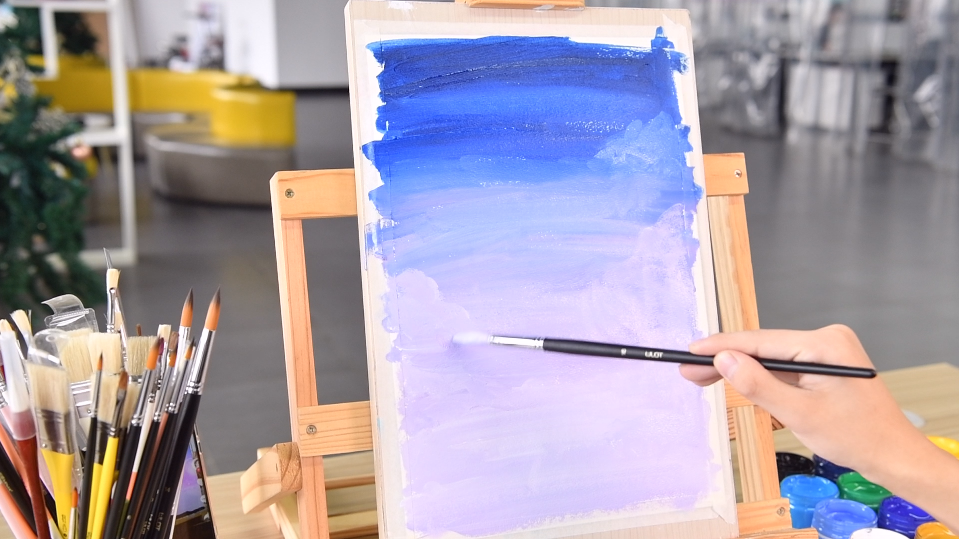 WLOT-Acrylic-Paint-Brush-Set-9-Taklon-BrushesLong-Handle-Brush-Set-for-AcrylicOil-Watercolour-Nail-Painting-Perfect-for-Beginners-Professionals-and-Artists