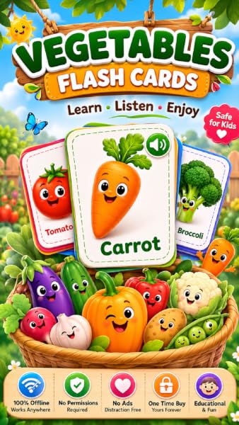 Vegetable Flash Cards for Kids ( Pronounciation, Offline, No-Ads) - 1