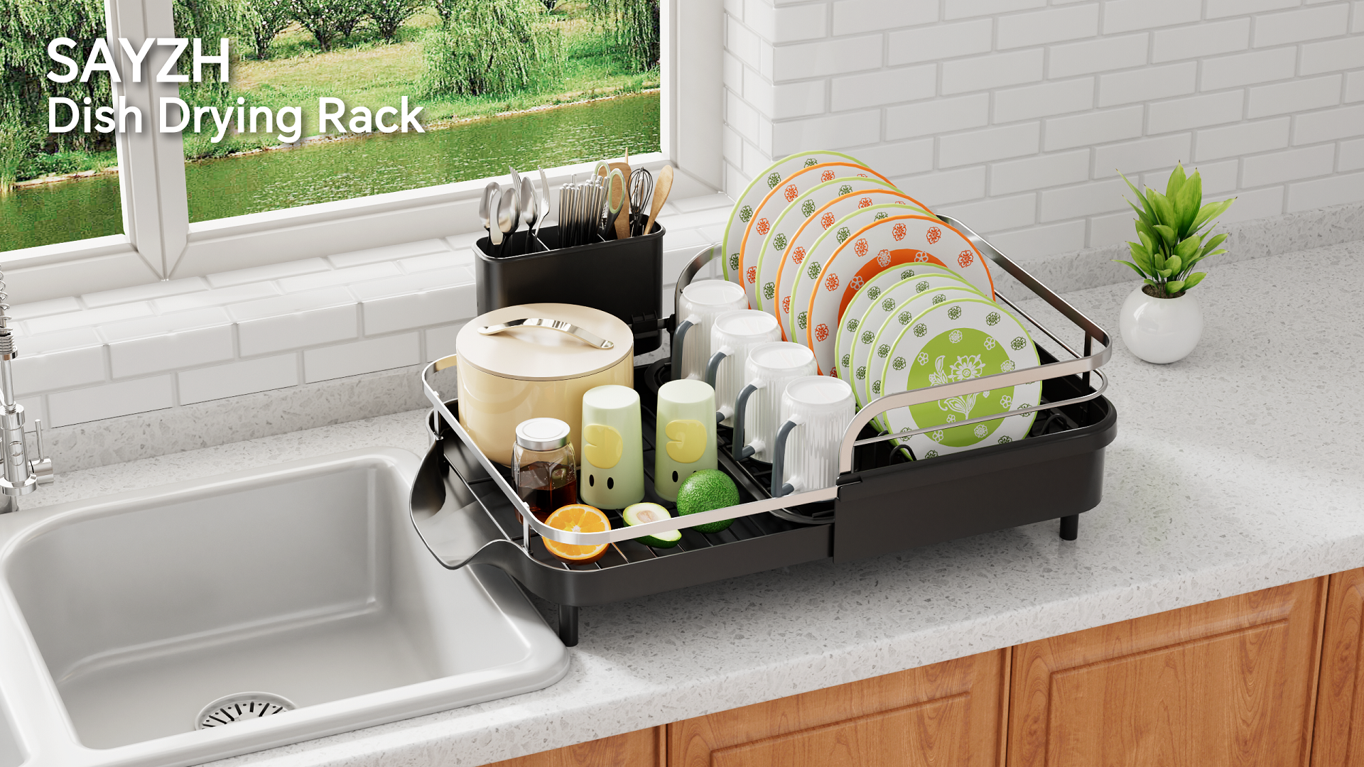 Amazon.com - SAYZH Dish Drying Rack - Expandable Dish Rack for