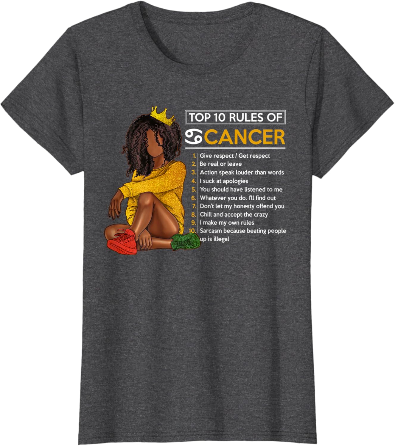 Funny Top 10 Rules Of Cancer Zodiac Sign Horoscope Birthday T-Shirt