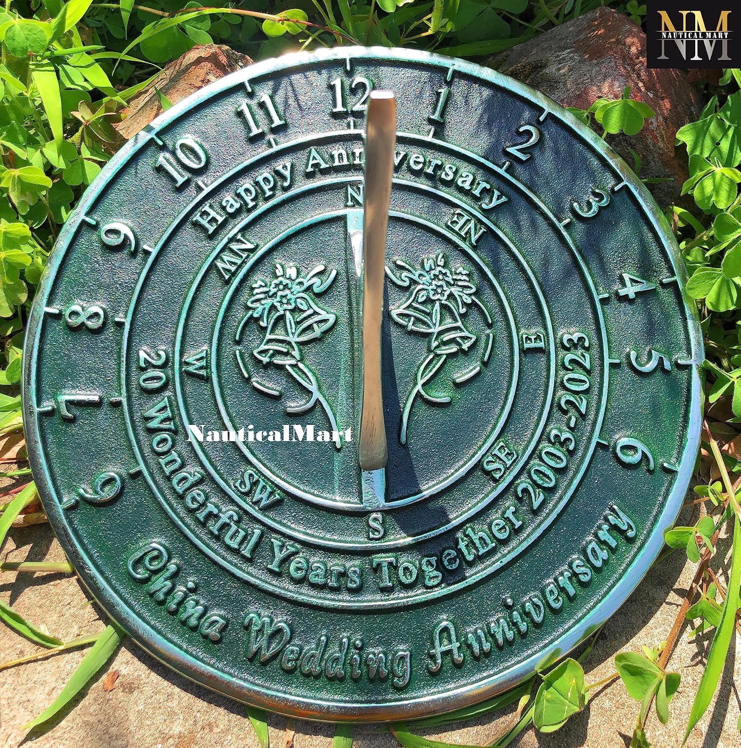 NauticalMart 20th Anniversary Sundial Gift – China Wedding for Couples, Husband & Wife, Parents & Friends