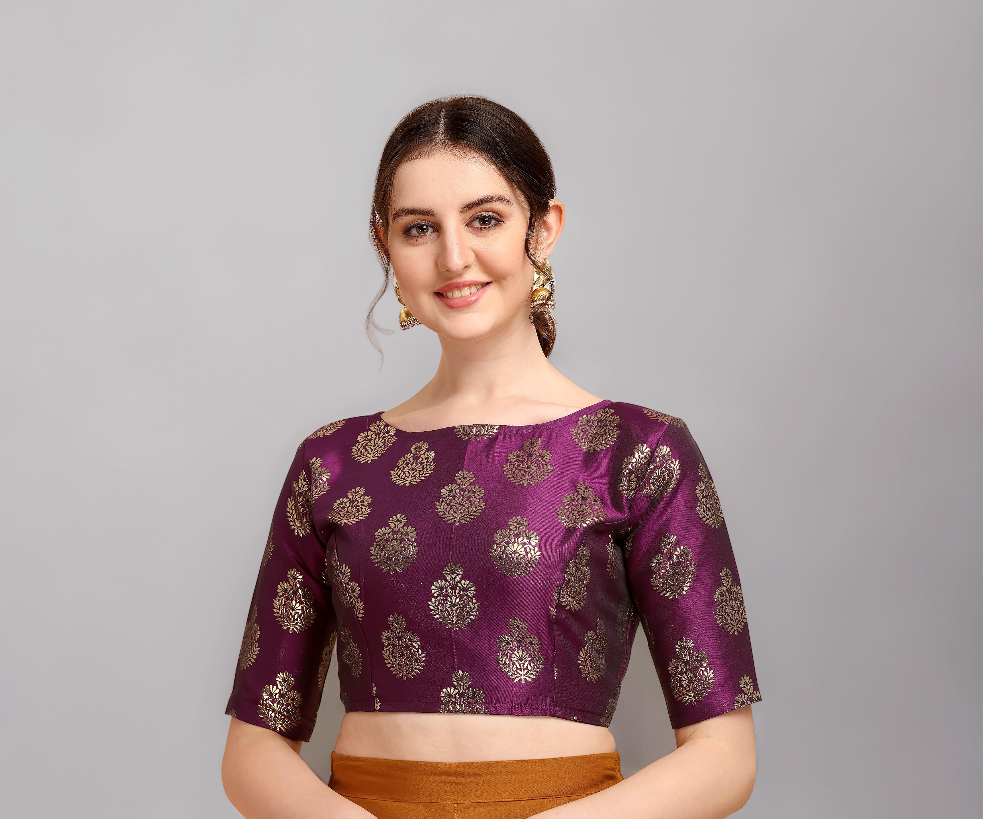 OOMPH! Womens Jacquard Boat Neck Blouse - rbbl184s