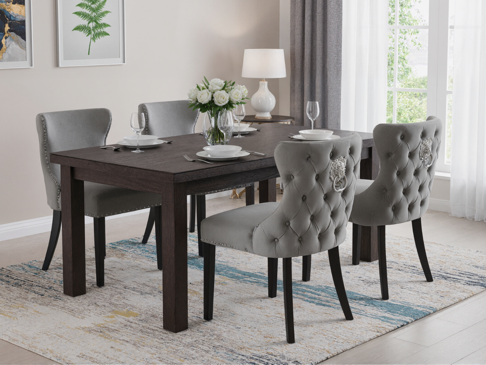 Set Di 2 Sedie Da Pranzo In Ciniglia Grigio | Sedie Imbottite Con Gambe In Metallo Per Cucina E Soggiorno