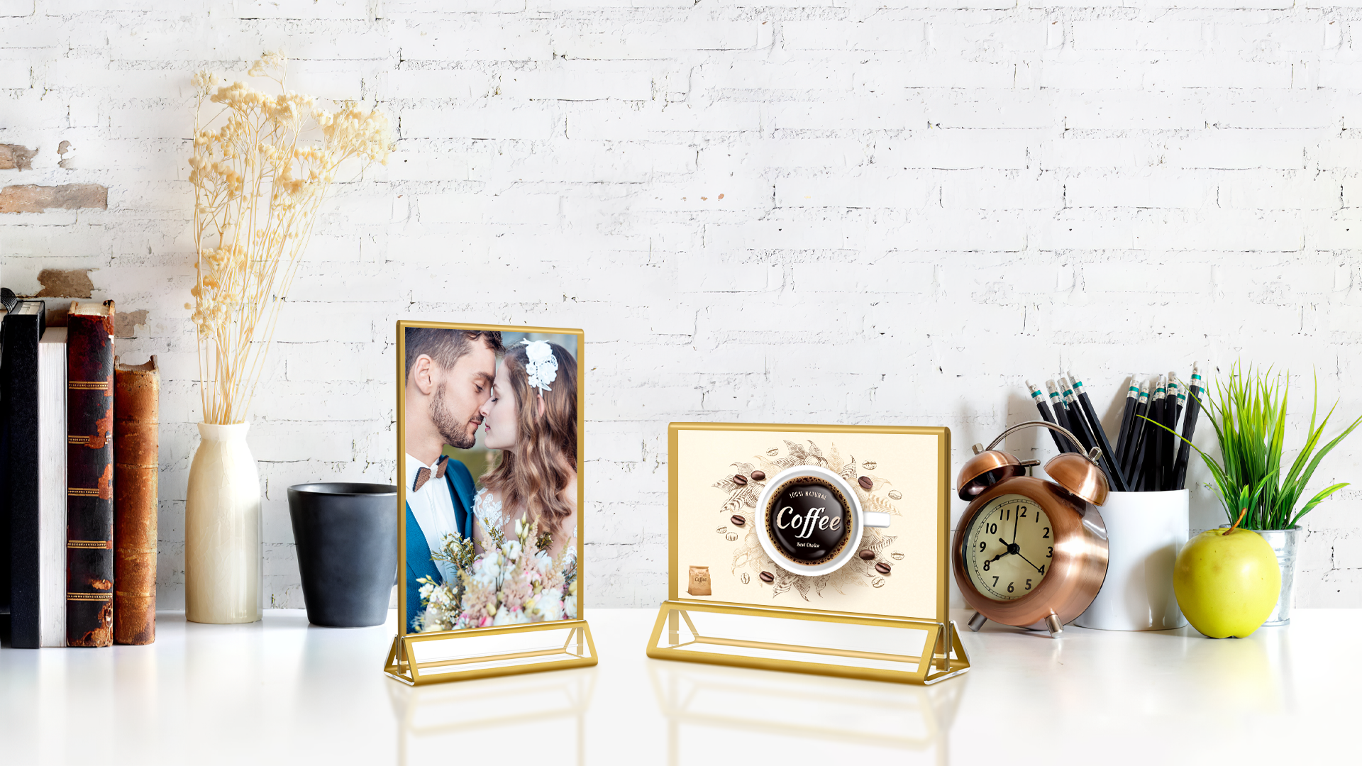 Amazon.com: Smarpau 5x7 Gold Acrylic Sign Holder, 16 Pack Vertical