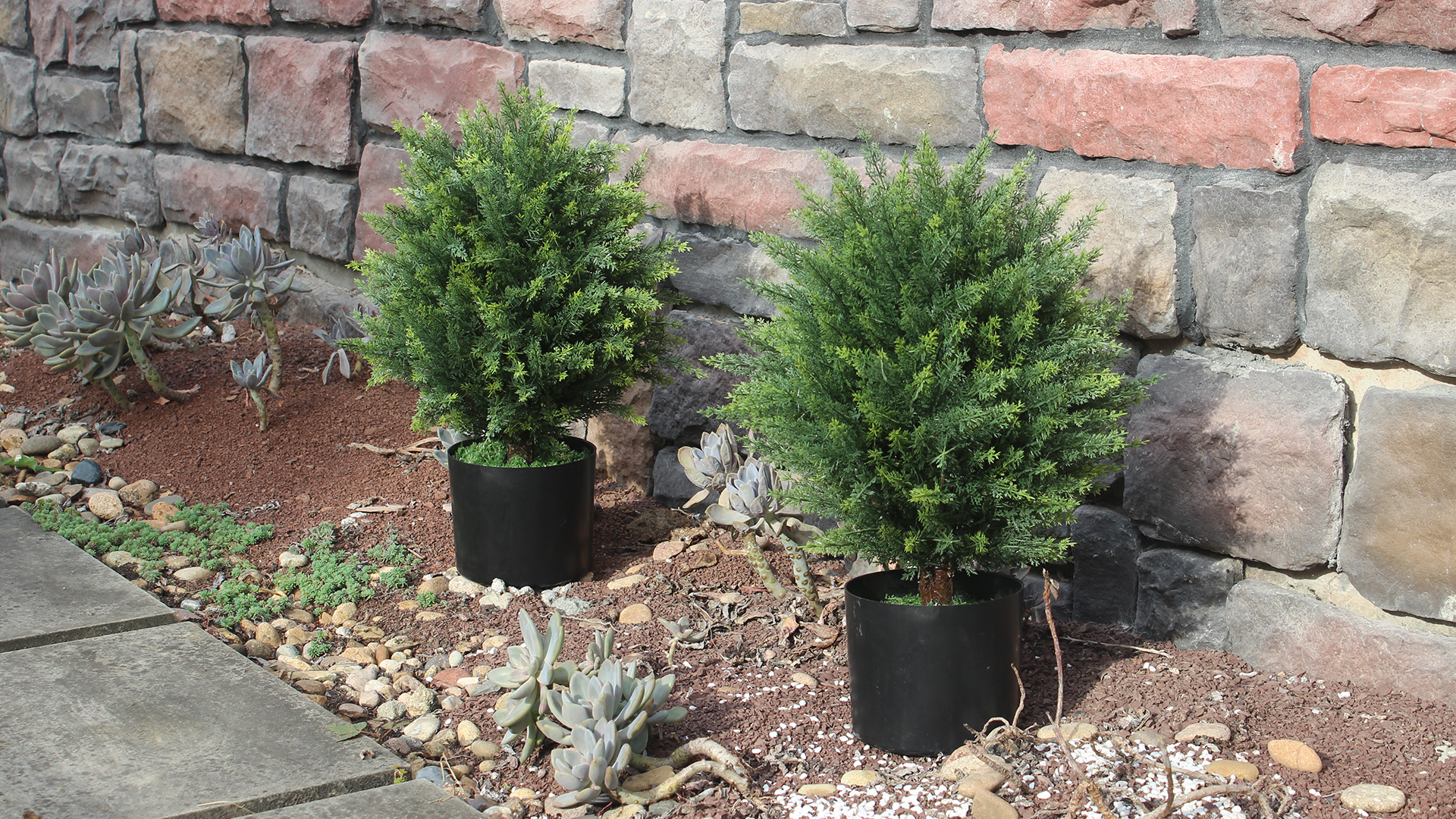4FT Artificial Cedar Topiary Trees (Set Of 2) – UV Resistant Fake Outdoor Plants With Ground Spikes For Porch, Garden, Privacy