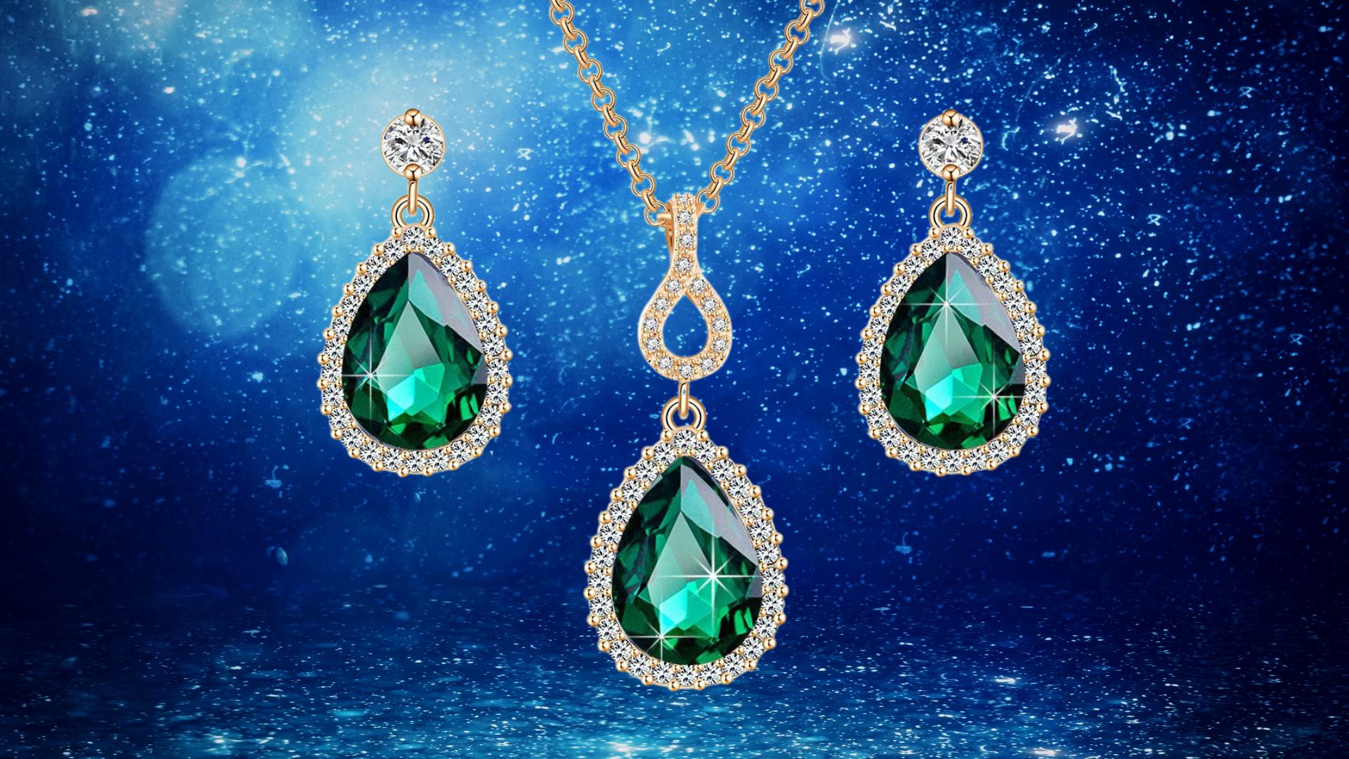Watch Austrian Crystals Teardrop Pendant Necklace Earrings Sets on ...