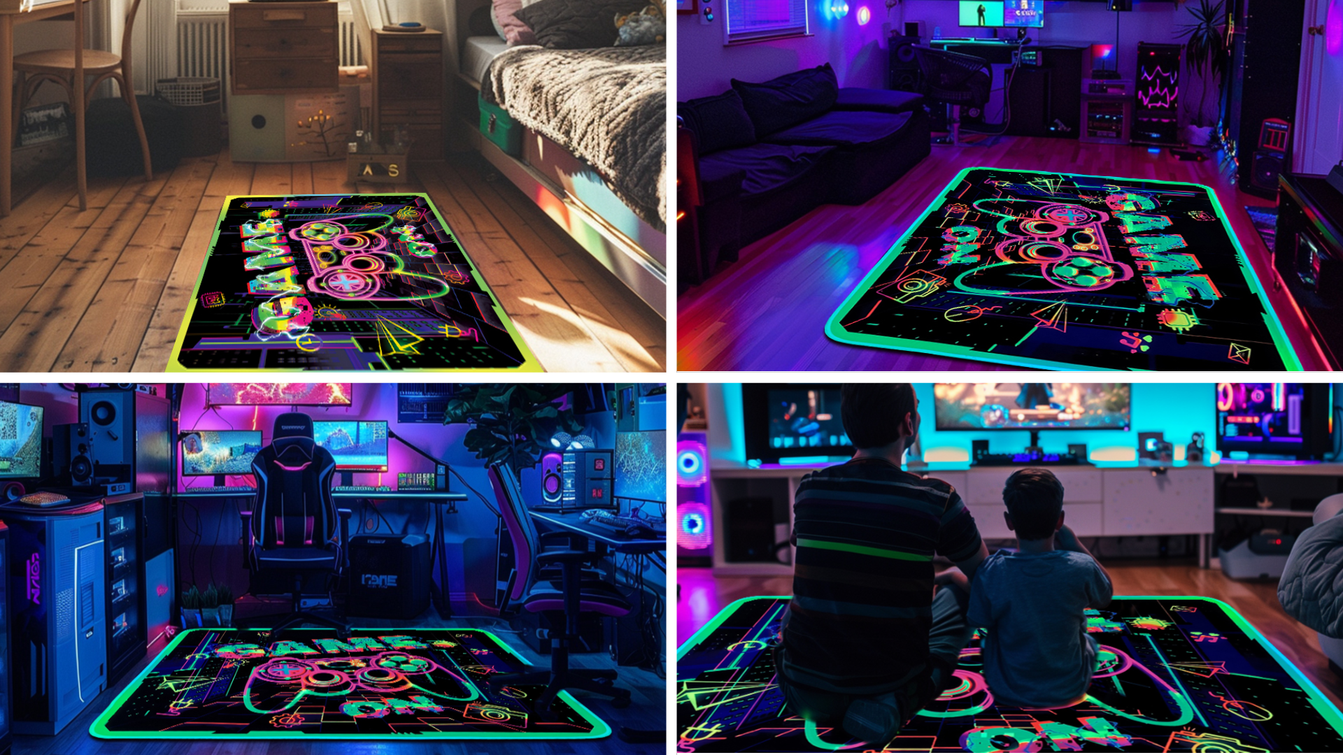 Amazon.com: KMkicme Gaming Area Rug Blacklight for Bedroom Decor